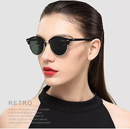 Round Polarized Half Rim Unisex Sunglasses || PCR001HVR