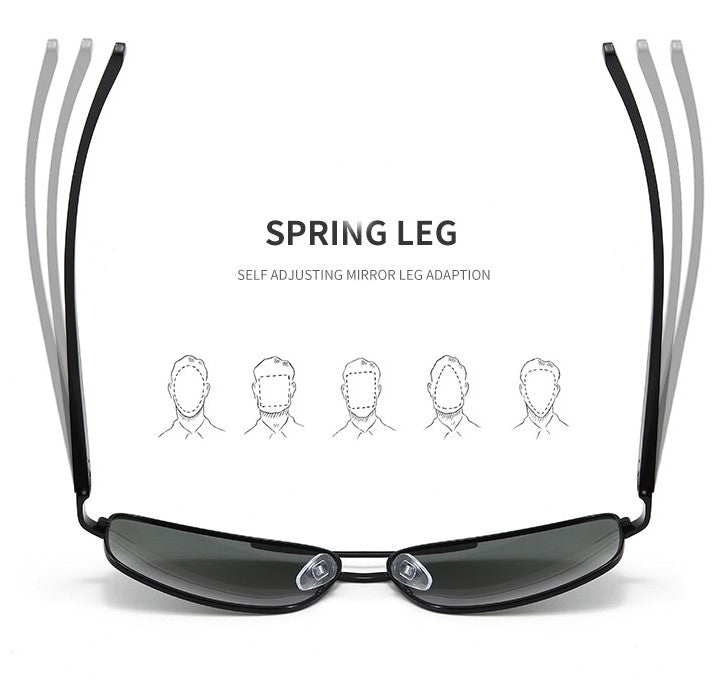 Retro Luxury Polarized Rectangle  Sunglasses for Men || Spring Hinge || ROP001HVR