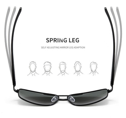 Retro Luxury Polarized Rectangle  Sunglasses for Men || Spring Hinge || ROP001HVR