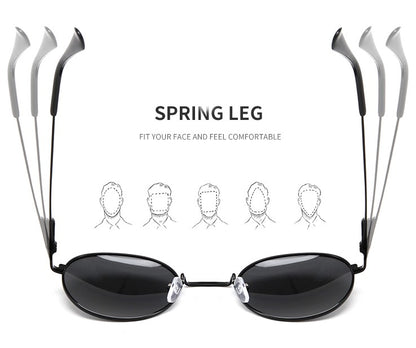 LA Round Polarized Alloy Sunglasses for Men & Women || Spring Hinge || LRM004HVR