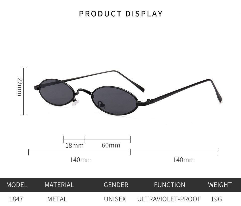 Oval Vintage Metal Frame Unisex Sunglasses || OVL003HVR