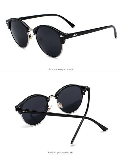 Round Polarized Half Rim Unisex Sunglasses || PCR001HVR