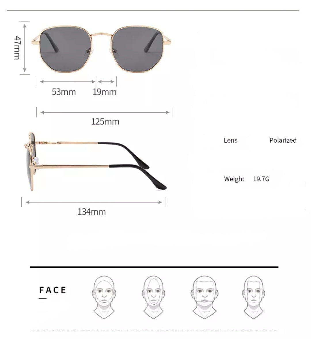 Hexagonal Polarized Alloy Sunglasses with Spring Hinge || HEXA004HVR