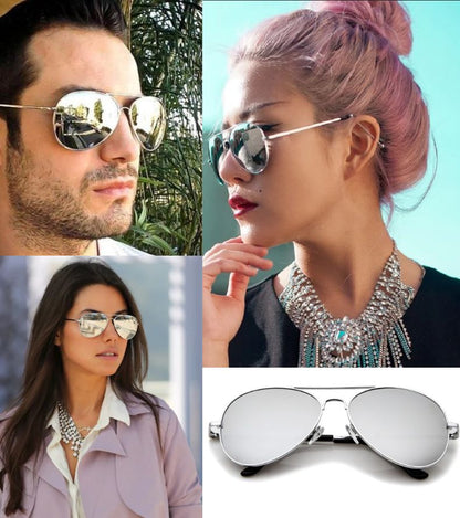 Mirrored Polarized Aviator Metal Sunglasses || Spring Hinge || P3026001HVR