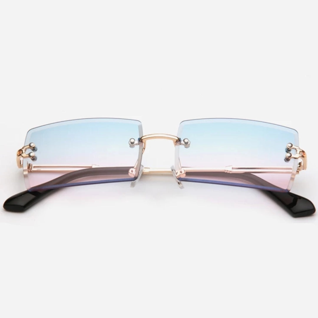 Retro Rimless Rectangular Metal Frame Retro Sunglasses || RR002HVR